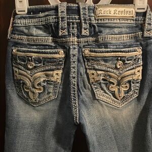 Rock Revival Distressed Blue Jeans